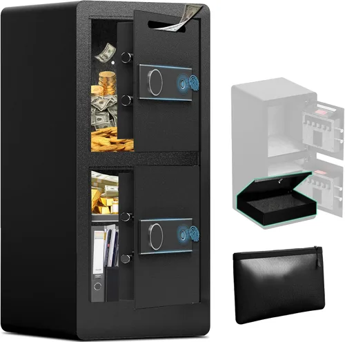 Vista 9 de Caja fuerte de depósito ignífuga de 2.0 pies cúbicos, caja de seguridad con ranura de depósito frontal y cerradura con combinación digital
