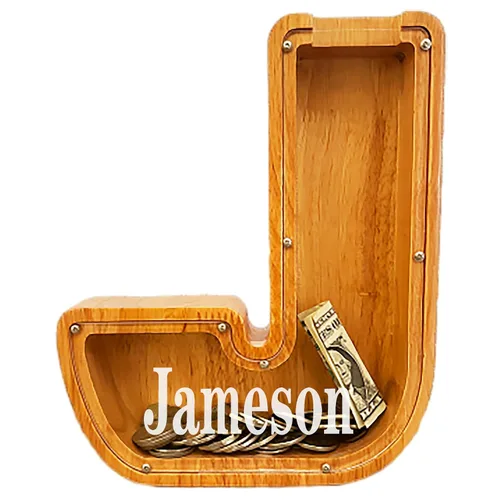 Vista 29 de Alcancía personalizada grande de madera con letras, alcancía de monedas, alcancía personalizada con nombre, puede usarse como regalo de Navidad