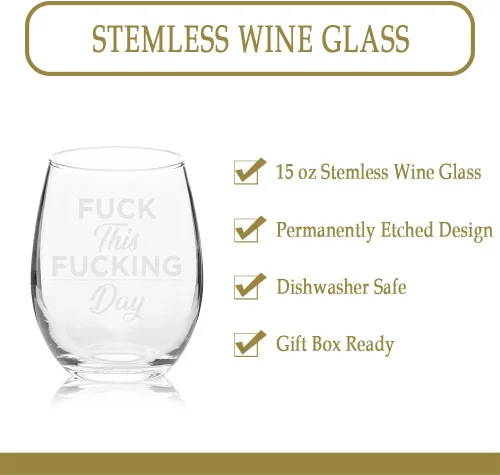Vista 4 de Veracco Divertida copa de vino sin tallo para regalo de cumpleaños para el día de la madre (cristal, transparente)