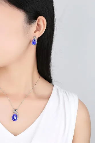 Vista 3 de Harlorki - Juego de joyas para mujer, chapado en plata, con cristales brillantes