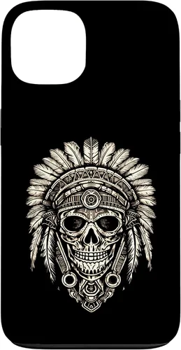 Vista 7 de iPhone 16 Skull, sombrero jefe nativo, capó de guerra, indios, caso del tocado