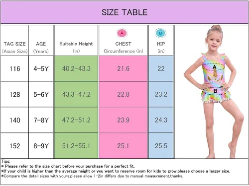 Vista 6 de Play Tailor Traje de baño de una pieza para niñas, traje de baño de unicornio