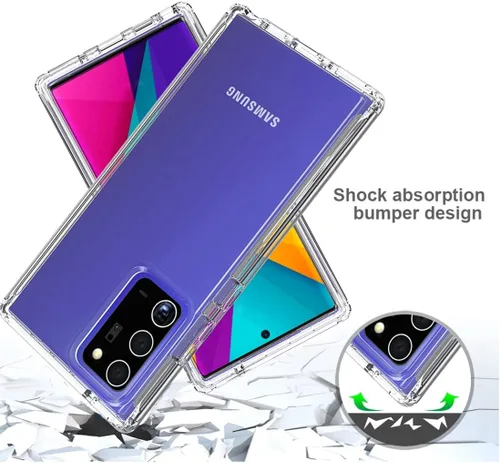 Vista 7 de Funda para Galaxy Note 20 Ultra 5G SM-N986U con protector de pantalla de vidrio templado, carcasa protectora de cuerpo completo transparente