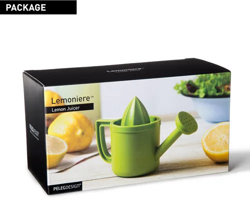 Vista 2 de Peleg Design Lemoniere - Exprimidor manual en forma de regadera original, exprimidor de plástico verde con vertedor para jugo de limón o cítricos