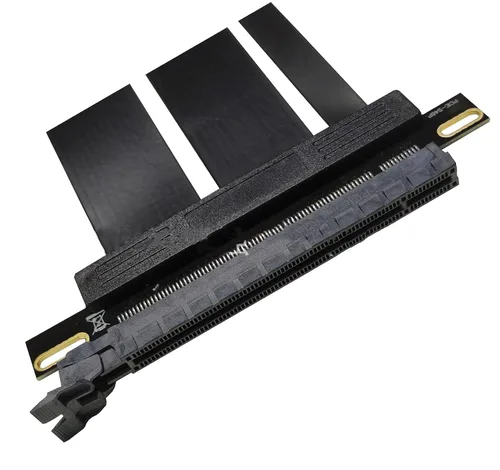 Vista 2 de Cable vertical PCIe 4.0 x16 de 7.9 in – Cable de extensión recto de 180 grados PCI-E Gen4 GPU, extensor de tarjeta gráfica flexible de alta