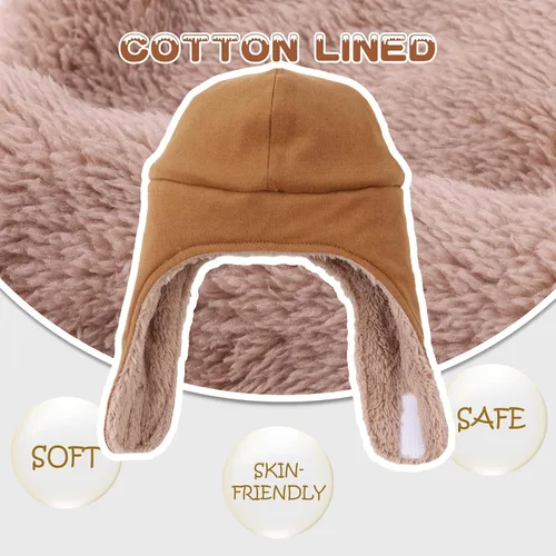 Vista 3 de Gorro de invierno para bebé con orejeras, unisex, gorro de nieve para bebés, gorro de forro polar cálido para niños de 0 a 36 meses