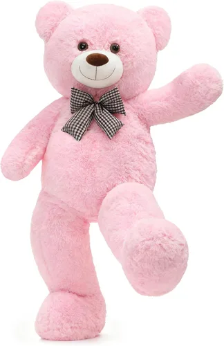 Vista 37 de MorisMos Oso de peluche gigante con corbata de 4 pies, 47 pulgadas, oso de peluche grande clásico, regalo para novia novio en cumpleaños, azul