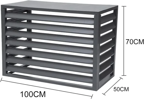 Vista 2 de Pantalla decorativa de privacidad, cubierta de aire acondicionado de aleación de aluminio para exteriores con cubierta superior, divisor de espacio