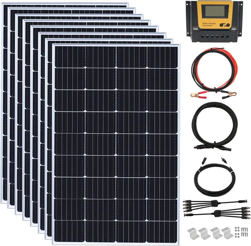 Vista 9 de Kit de panel solar de 20 W, 12 voltios, cargador de batería solar con controlador de carga de 10 A para caravana, barco, automóvil, remolque