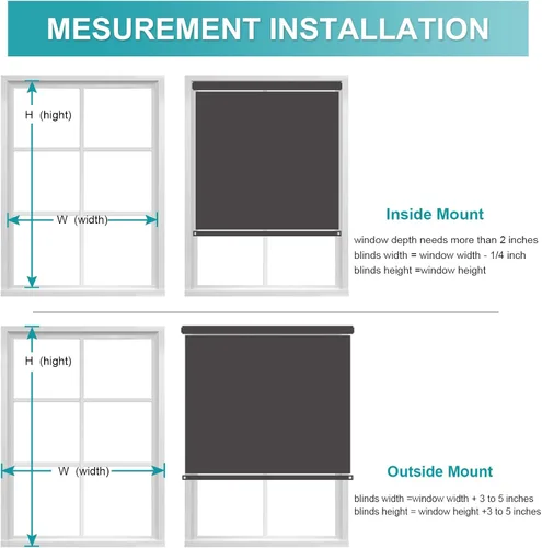 Vista 7 de MYshade Persianas enrollables opacas sin cordón, con funda de cenefa, oscurecimiento de habitación para el hogar, oficina, baño, puerta francesa