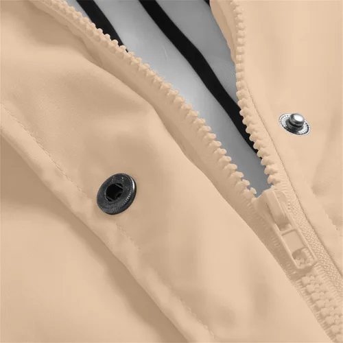 Vista 5 de Moonker Chaqueta impermeable ligera para niños y niñas, rompevientos con capucha, chaqueta impermeable Softshell para otoño para la escuela beige-b