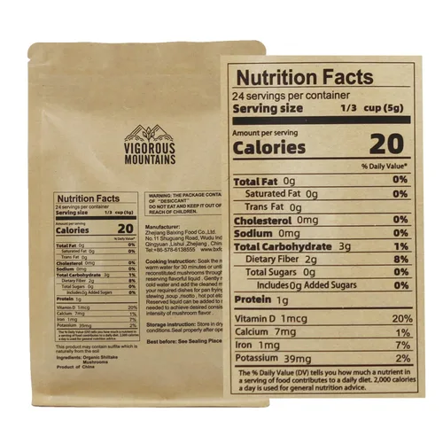Vista 2 de VIGOROUS MOUNTAINS Setas Shiitake Deshidratadas Orgánicas USDA, Hongos Secos Deshidratados para Cocinar 4.23oz, 120g