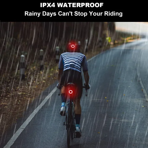Vista 5 de Luz trasera de bicicleta, luz trasera LED recargable para bicicleta de noche, bonitos accesorios de bicicleta, luz trasera brillante
