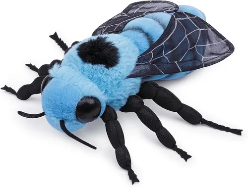 Vista 2 de FRANKIEZHOU Animal de peluche de abeja de simulación de 10 pulgadas, juguete de peluche de abejas azules, juguete suave para niños, decoración