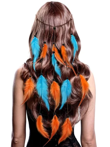 Vista 11 de XunYee - Diadema de plumas, mediana, estilo borla, color beige