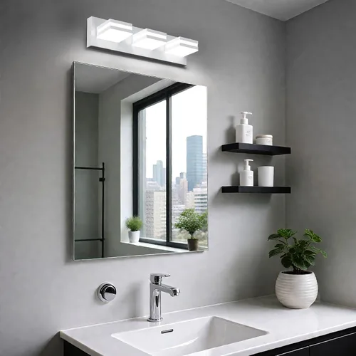 Vista 6 de IZORRO Luces LED modernas para baño (8 luces, regulables), iluminación de pared acrílica blanca mate, luces de tocador para baño sobre espejo, 6000