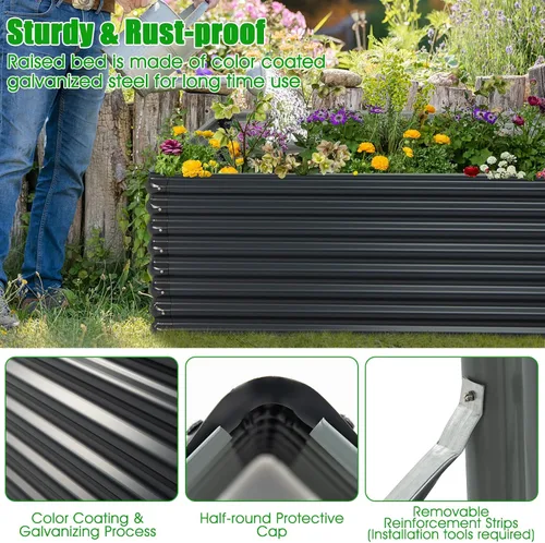 Vista 2 de Giantex Cama de jardín elevada galvanizada, 70.5 x 44 x 20.5 pulgadas, jardinera de metal y estante para leña, maceta rectangular grande de acero