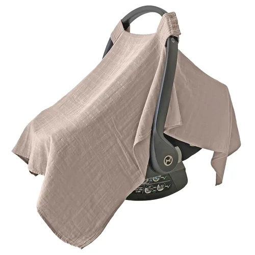 Vista 17 de MOZAH Funda de asiento de coche para bebé, hojas beige, 100% muselina orgánica, suave, transpirable y ligera, esencial para asiento de automóvil