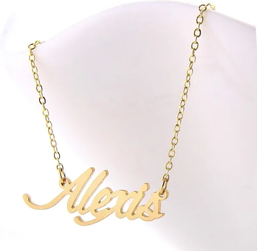 Vista 6 de HUAN XUN - Collar con nombre personalizado en plata dorada