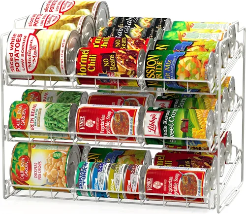 Vista 8 de Organizador de latas apilable de Deco Brothers para cocina y despensa, 3 niveles, negro