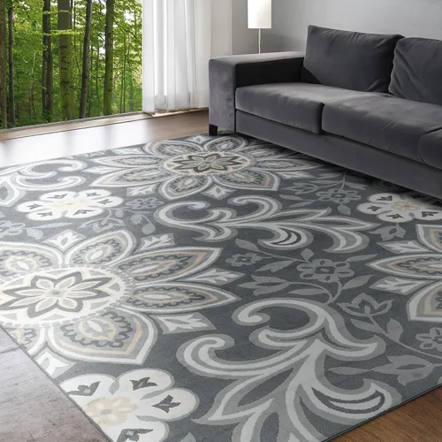 Vista 11 de Piper - Alfombra pequeña de interior de 2 x 3 pulgadas, alfombra de área para cocina, baño, pasillo, entrada, alfombra floral color gris oscuro