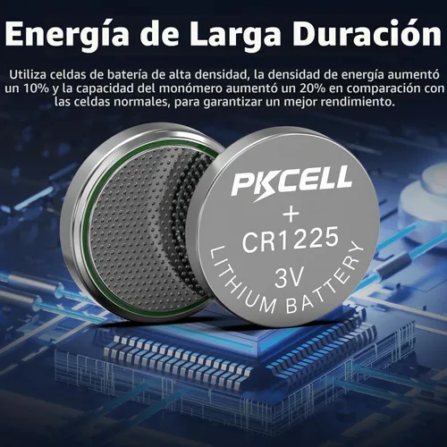 Vista 5 de PKCELL CR1225 batería de litio de 3 V, modelo CR 1225, pilas de botón para termómetro, vida útil de 5 años (5 unidades)