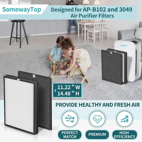Vista 2 de AP-B102 - Juego de filtros de repuesto compatibles con filtros ifier Alexapure Breeze Air Pur de repuesto AP-B102 y 3049 3 en 1 limpiador de aire
