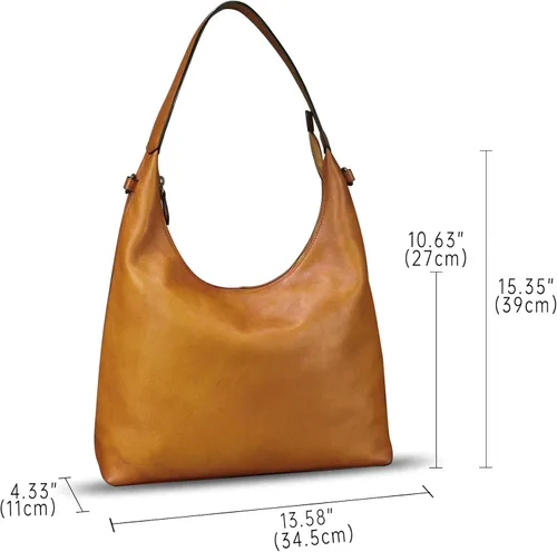 Vista 5 de Bolso Hobo de cuero genuino para mujer, bolso cruzado vintage, bolso de hombro, bolso de mano