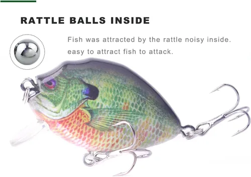 Vista 3 de Señuelos de pesca de mar, mini señuelo de pesca Wobbler, Crappie Bluegill Bass Trout Micro Crankbait