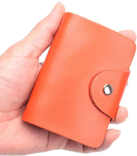 Vista 4 de Mini soporte para tarjetas de crédito para mujer, paquete de 2 soportes para tarjetas de crédito (negro y naranja)