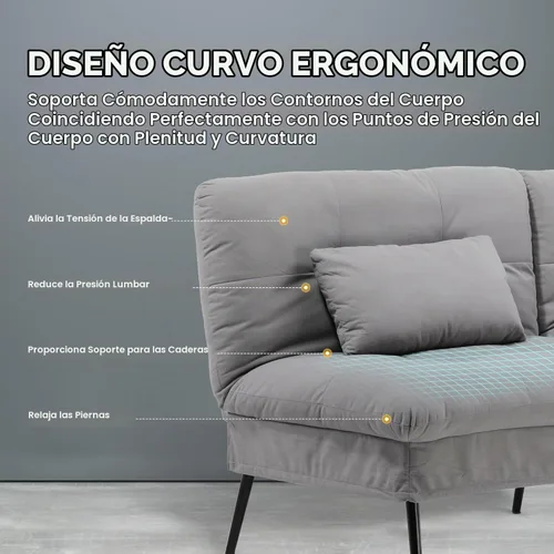 Vista 4 de COMHOMA Sofá cama convertible, sofá de tela de 68 pulgadas con respaldo ajustable, sofá biplaza reclinable, sofá cama, muebles de sala de estar