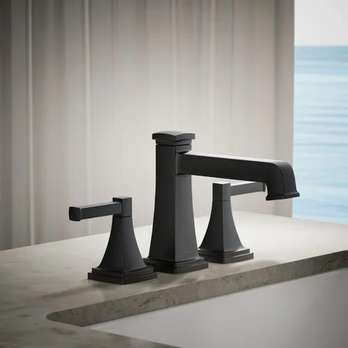 Vista 2 de Kohler T26436-4-BL RIFF Grifo de baño con boquilla desviadora y dos manijas de palanca, negro mate
