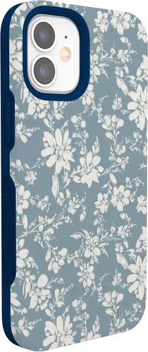 Vista 5 de Casely Funda para iPhone 12 Mini Té de la tarde Floral azul Diseño protector audaz Compatible con MagSafe