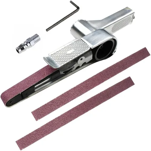 Vista 8 de Mini lijadora de banda de aire, herramienta neumática de mano para lijado de metal y madera (12.992 x 0.394 in)