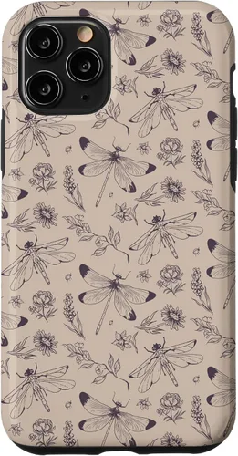 Vista 29 de Vintage Dragonfly Tan Sand Beige Wildflower Floral Flower Case for iPhone 16