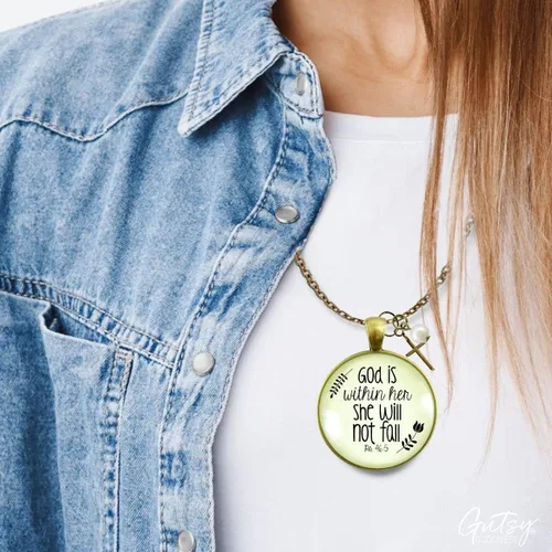 Vista 32 de Gutsy Goodness Collar inspirado en la mujer de la fe, colgante hecho a mano con mensaje de esperanza