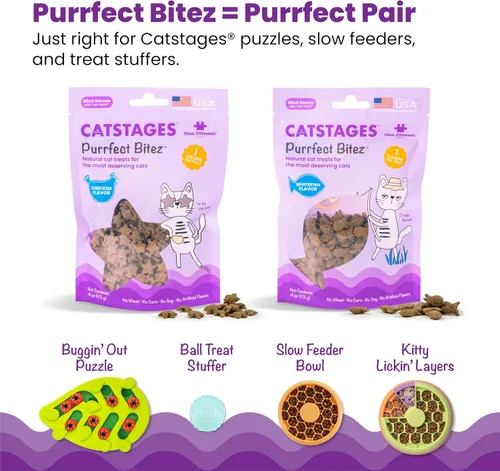Vista 6 de Petstages rompecabezas interactivos para gatos, alimentador lento y juguetes dispensadores de bocadillos Level 2 Intermediate, 16 Hidden Treat