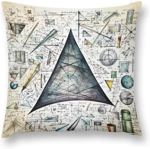 Vista 2 de Fundas de almohada, texto matemático y ecuaciones, formas geométricas, fundas de almohada matemáticas, geometría, fórmulas científicas