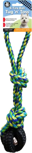 Vista 3 de Pet Qwerks X-Tire Ball - Juguetes para perros - Juguete interactivo masticable Jingle - Pequeño