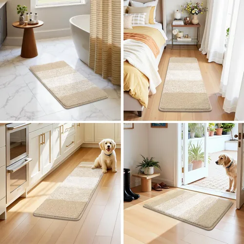 Vista 8 de Pauwer Juego de 3 alfombras de baño antideslizantes y lavables, de microfibra, absorbentes, extra suaves, de secado rápido, tapete de ducha