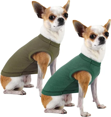 Vista 7 de Camisas Lisas para Perros, Ropa Sólida para Perros, Camiseta Ligera Elástica, Sin Mangas Blanca para Cachorros Chihuahua Gatos Disfraces Pequeños