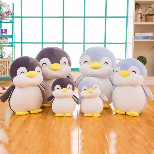 Vista 9 de Almohada de peluche de pingüino de peluche de 12 pulgadas con cara sonriente, juguete de peluche de pingüino para niños y amantes Negro