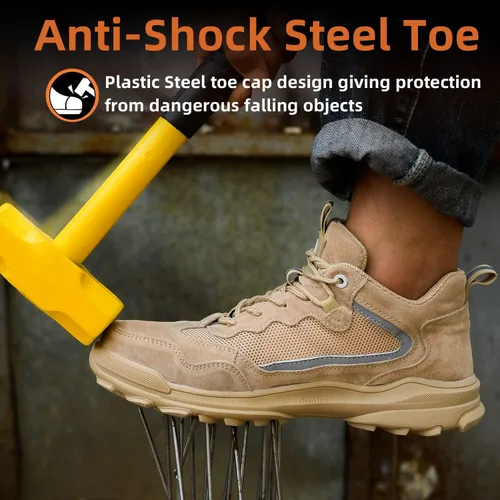 Vista 3 de ND - Zapatos de acero con aislamiento para hombre, ligeros, indestructibles, para trabajo, a prueba de pinchazos, cómodos, sin cordones, para uso