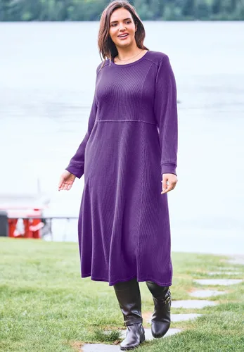 Vista 6 de Woman Within Vestido de punto gofre térmico de talla grande para mujer