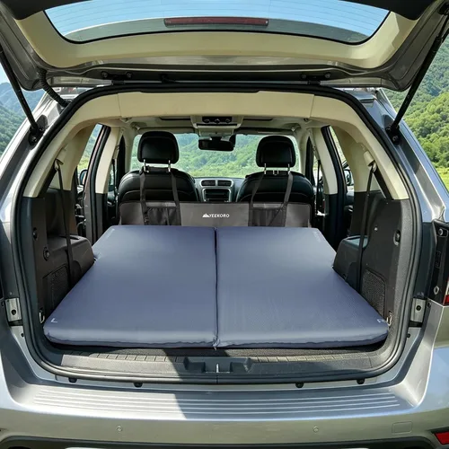 Vista 10 de Placa de extensión de asiento trasero de automóvil, extensor plegable de asientos traseros para dormir, aumenta el maletero de viaje y el espacio