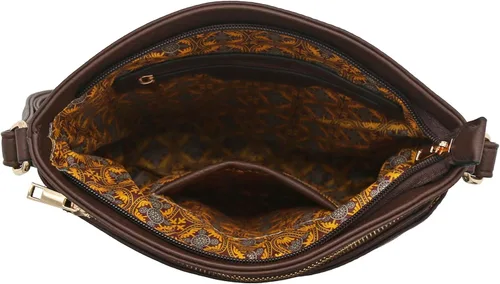 Vista 89 de Bolso cruzado grande con triple bolsillo con cremallera.