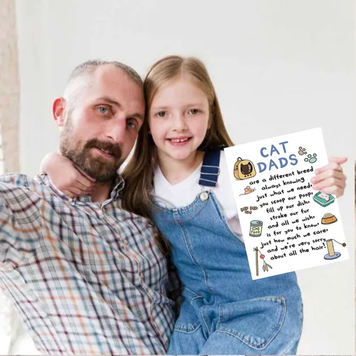 Vista 4 de YiKaLus Divertida tarjeta para el día del padre, gran regalo para el día del padre de parte de un gato Cat Dad