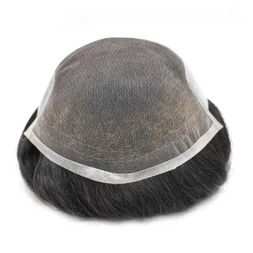 Vista 6 de FACE MIRACLE - Tupé de encaje frontal francés para hombres, postizos, sistemas de reemplazo de cabello humano con PU para hombre, prótesis