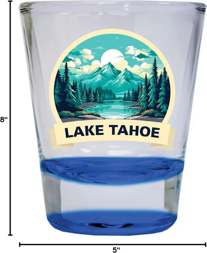 Vista 3 de Lake Tahoe California Design A Souvenir - Vaso de chupito redondo de 1.5 onzas, color azul Azul Individual