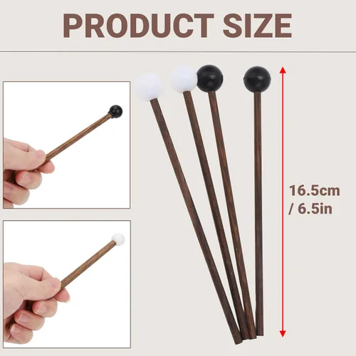 Vista 2 de 4 mazos de tambor de lengua de acero con cabezas de goma suave de 6.5 pulgadas, mazos suaves para principiantes y adultos, práctica y música curativa
